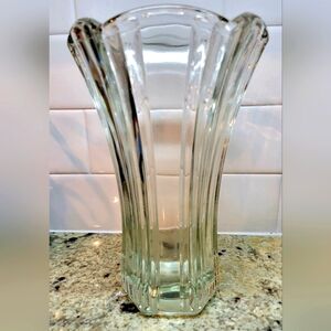 Clear Glass Scalloped Edge Vase